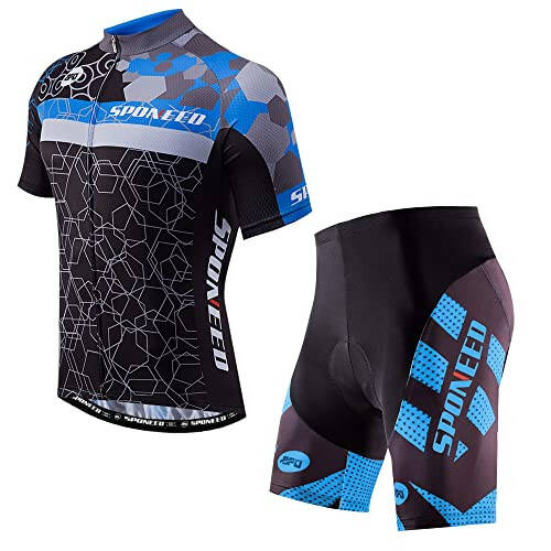 Team Bike Uniforms Men Cycling Jersey & Shorts Bicycle Riding Sportswear Blue 3XL - 1