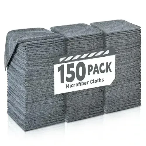 TEAWOO Microfiber Cleaning Cloths Bulk Pack-150 Pack, Microfiber Towels Bulk, Towels for Cars, Cleaning Rags Gray (12x12 inches) - TEAWOO