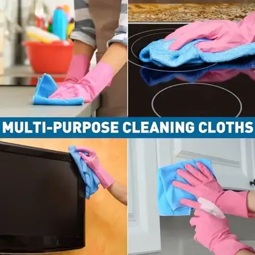 TEAWOO Microfiber Cleaning Cloths-50 Pack, Microfiber Towels Bulk, Towels for Cars & Home, Cleaning Rags Blue (12x12 inches) - 5