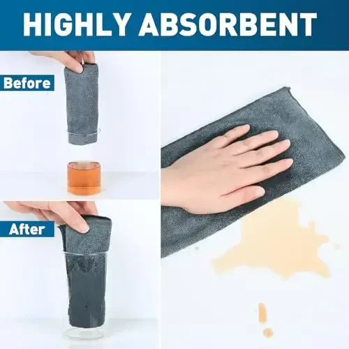 TEAWOO Microfiber Cleaning Cloths Bulk Pack-150 Pack, Microfiber Towels Bulk, Towels for Cars, Cleaning Rags Gray (12x12 inches) - 3