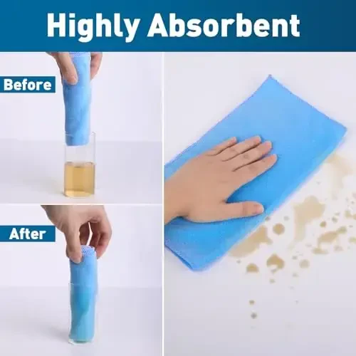 TEAWOO Салфетки из микрофибры - 50 шт., Салфетки из микрофибры оптом, Салфетки для автомобилей и дома, Чистящие тряпки синие (30x30 см) - 3