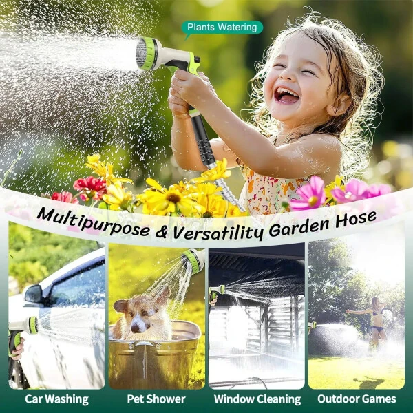 Teblint Metal Garden Hose 50ft, 304 Stainless Steel Garden Hose, Heavy Duty Water Hoses with 10 Function Hose Nozzle, Flexible, No Kink & Tangle, Leak & Puncture Proof, 150psi - 11