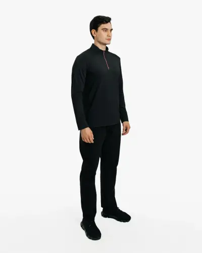 Tech Gear Yarim Fermuarli Uzun Yengli Ko'ylak - QORA - 9