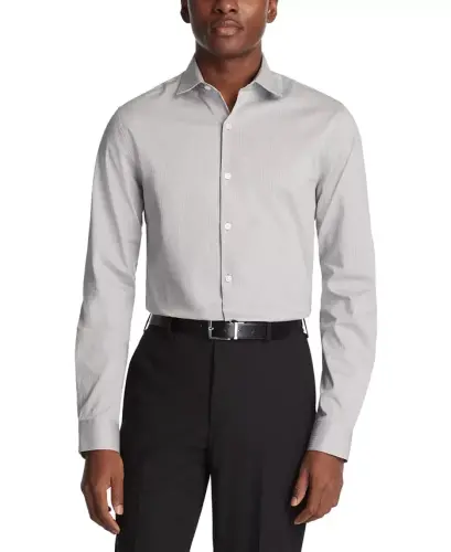Techni-Cole Stretch, Erkaklar uchun Slim Fit Tonal Stripe Ko'ylak — Tog' kulrang 