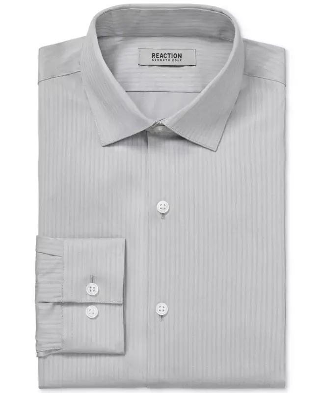 Techni-Cole Stretch, Erkaklar uchun Slim Fit Tonal Stripe Ko'ylak — Tog' kulrang - 4