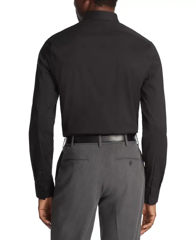 Techni-Cole Stretch, Erkaklar uchun yupqa kesimli tonal chiziqli ko'ylak — Qora - 4