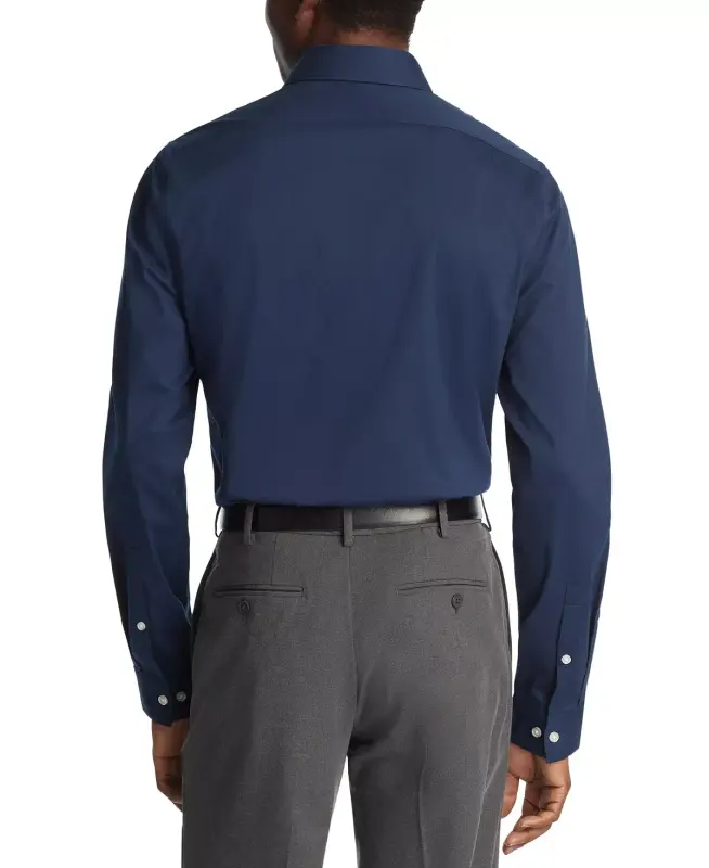 Men's Slim Fit Tonal Stripe Dress Shirt - Navy - 4