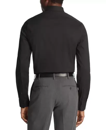 Techni-Cole Stretch, Men's Slim Fit Tonal Stripe Dress Shirt-Black - KENNETH COLE REACTION (1)