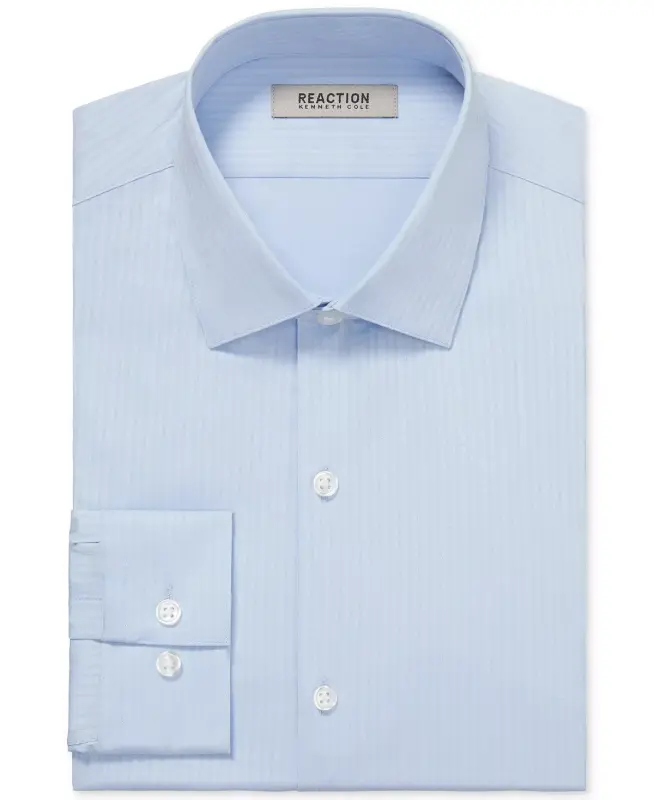 Techni-Cole Stretch, Men's Slim Fit Tonal Stripe Dress Shirt-Cloud Blue - 4