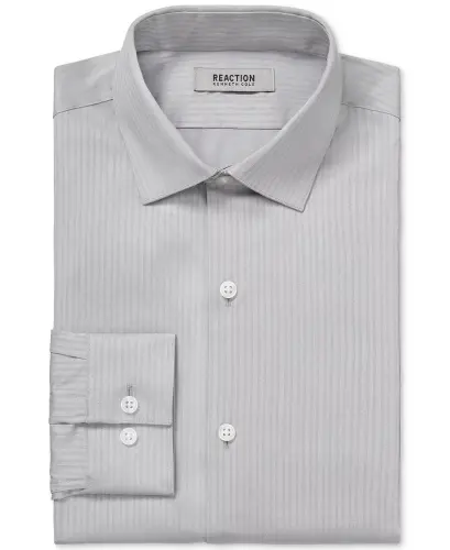 Techni-Cole Stretch, Men's Slim Fit Tonal Stripe Dress Shirt-Mountain Grey - 5