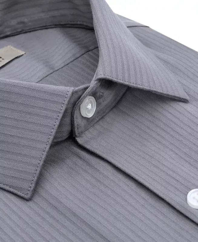 Techni-Cole Stretch, Men's Slim Fit Tonal Stripe Dress Shirt-Mountain Grey - 3