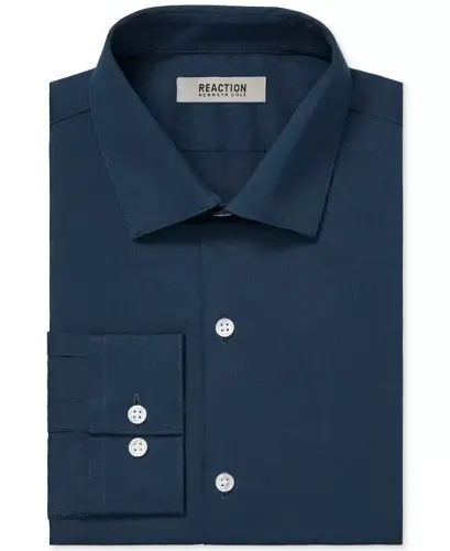 Techni-Cole Stretch, Men's Slim Fit Tonal Stripe Dress Shirt-Navy - 4