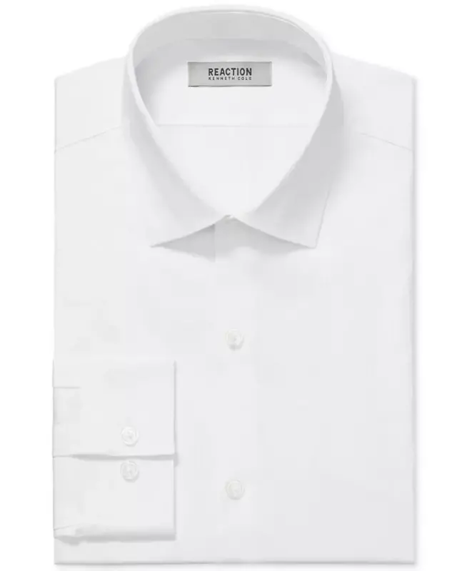 Techni-Cole Stretch, Men's Slim Fit Tonal Stripe Dress Shirt-White - 4