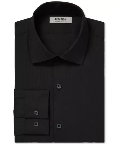 Techni-Cole Stretch, Мужская рубашка Slim Fit с тональной полоской — Черный - 5