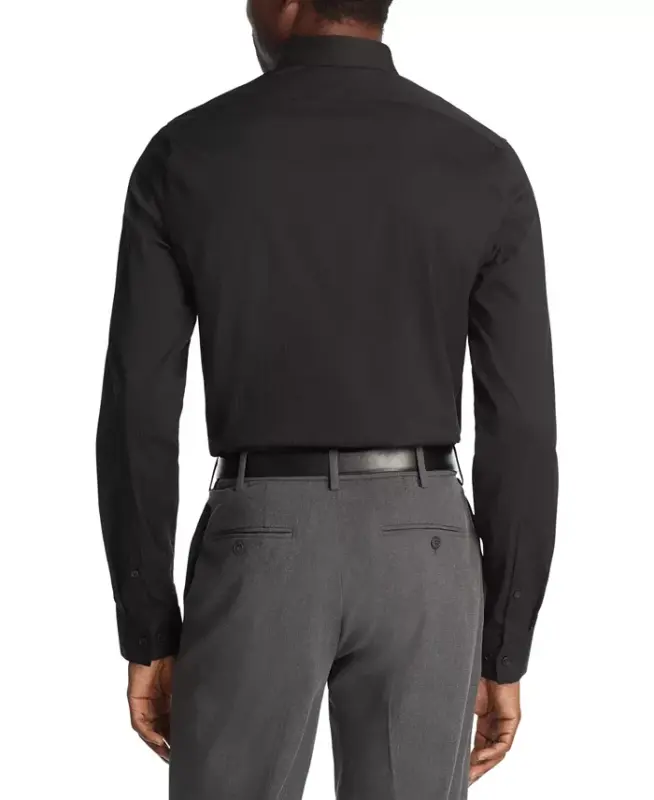 Techni-Cole Stretch, Мужская рубашка Slim Fit с тональной полоской — Черный - 2