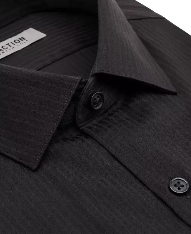 Techni-Cole Stretch, Мужская рубашка Slim Fit с тональной полоской — Черный - 3