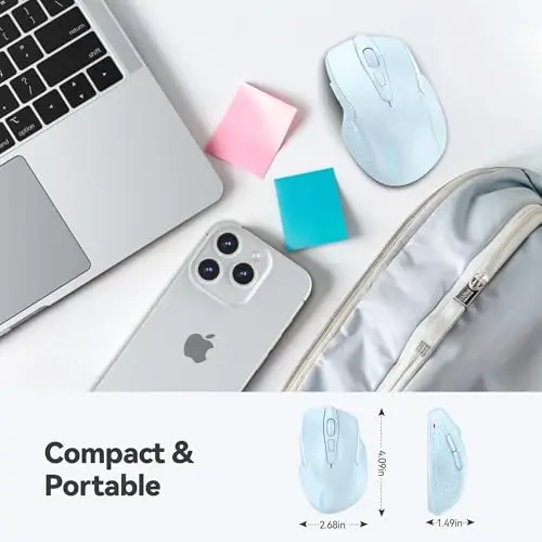 TECKNET Wireless Mouse, 2.4G Ergonomic Optical Mouse, Computer Mouse for Laptop, PC, Computer, Chromebook, Notebook, 6 Buttons, 24 Months Battery Life, 4000 DPI, 6 Adjustment Levels - 2