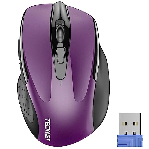 TECKNET Wireless Mouse, 2.4G Ergonomic Optical Mouse, Computer Mouse for Laptop, PC, Computer, Chromebook, Notebook, 6 Buttons, 24 Months Battery Life, 2600 DPI, 5 Adjustment Levels - TECKNET