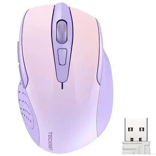 TECKNET Wireless Mouse, 2.4G Ergonomic Optical Mouse, Computer Mouse for Laptop, PC, Computer, Chromebook, Notebook, 6 Buttons, 24 Months Battery Life, 4000 DPI, 6 Adjustment Levels 