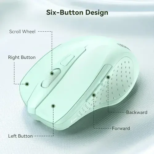 TECKNET Wireless Mouse, 2.4G Ergonomic Optical Mouse, Computer Mouse for Laptop, PC, Computer, Chromebook, Notebook, 6 Buttons, 24 Months Battery Life, 4000 DPI, 6 Adjustment Levels - 5