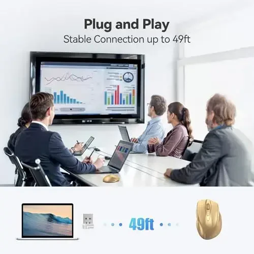 TECKNET Simsiz sichqoncha, 2.4G Ergonomik optik sichqoncha, Noutbuk, Kompyuter, Chromebook uchun kompyuter sichqonchasi, 6 tugma, 24 oy batareya muddati, 4000 DPI, 6 sozlash darajasi - 7