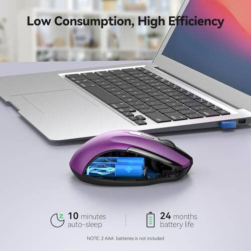 TECKNET Wireless Mouse, 2.4G Ergonomic Optical Mouse, Computer Mouse for Laptop, PC, Computer, Chromebook, Notebook, 6 Buttons, 24 Months Battery Life, 2600 DPI, 5 Adjustment Levels - 11