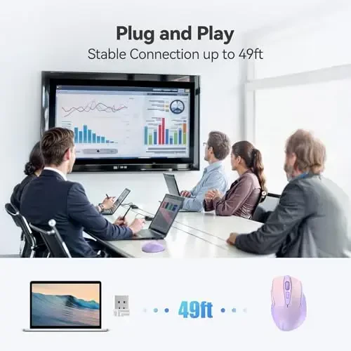 TECKNET Simsiz Sichqoncha, 2.4G Ergonomik Optik Sichqoncha, Noutbuk, PC, Kompyuter, Chromebook uchun Kompyuter Sichqonchasi, 6 Tugma, 24 Oy Batareya Muddati, 4000 DPI, 6 Sozlash Darajasi - 7