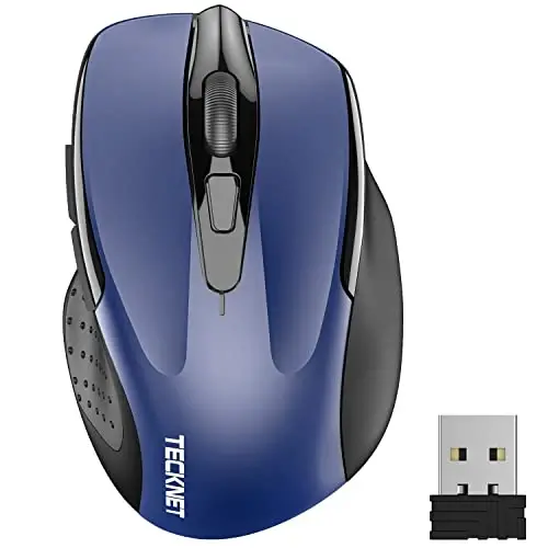 TECKNET Simsiz sichqoncha, 2.4G Ergonomik optik sichqoncha, noutbuk, shaxsiy kompyuter, kompyuter, Chromebook, daftar kompyuter uchun kompyuter sichqonchasi, 6 tugma, 24 oy batareya muddati, 2600 DPI, 5 sozlash darajasi - TECKNET