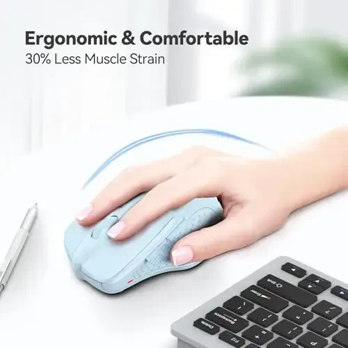 TECKNET simsiz sichqonchasi, 2,4G Ergonomik optik sichqoncha, noutbuk, kompyuter, Chromebook uchun kompyuter sichqonchasi, 6 tugma, 24 oy batareya muddati, 4000 DPI, 6 sozlash darajasi - 3