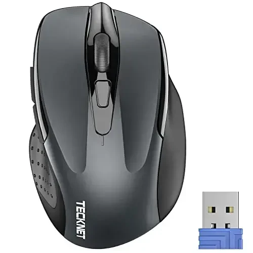 TECKNET Wireless Mouse, 2.4G Ergonomic Optical Mouse, Computer Mouse for Laptop, PC, Computer, Chromebook, Notebook, 6 Buttons, 24 Months Battery Life, 2600 DPI, 5 Adjustment Levels - 1