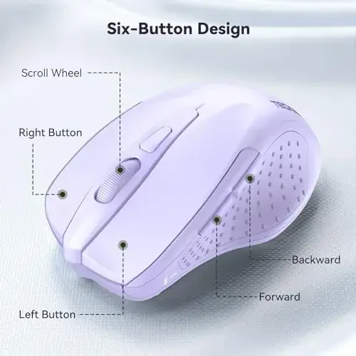TECKNET Wireless Mouse, 2.4G Ergonomic Optical Mouse, Computer Mouse for Laptop, PC, Computer, Chromebook, Notebook, 6 Buttons, 24 Months Battery Life, 4000 DPI, 6 Adjustment Levels - 6