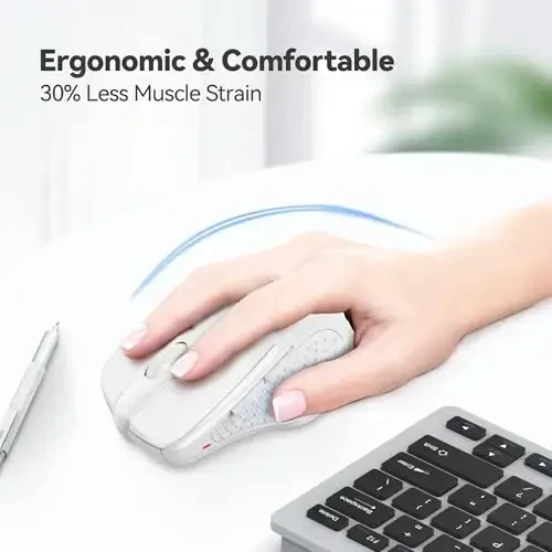 TECKNET Wireless Mouse, 2.4G Ergonomic Optical Mouse, Computer Mouse for Laptop, PC, Computer, Chromebook, Notebook, 6 Buttons, 24 Months Battery Life, 4000 DPI, 6 Adjustment Levels - 3