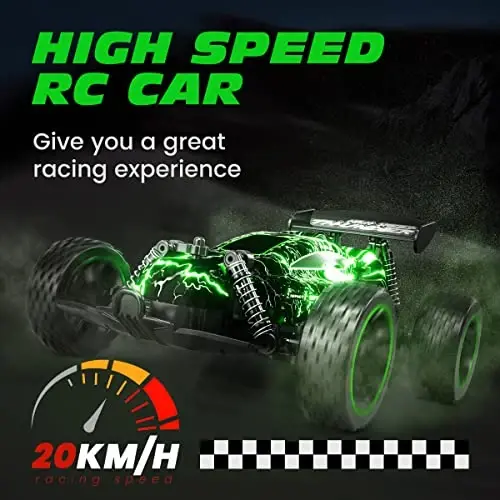 Tecnock RC Cars for Kids, 1: 18 Scale 2WD RC Car with LED Lights, 2.4GHz Remote Control Car with USB-C Easy Charging & 50 Mins Playtime, Toys Gifts for Boys & Girls Ages 8-12 - 4