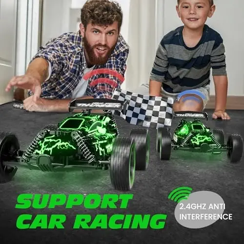 Tecnock RC Cars for Kids, 1: 18 Scale 2WD RC Car with LED Lights, 2.4GHz Remote Control Car with USB-C Easy Charging & 50 Mins Playtime, Toys Gifts for Boys & Girls Ages 8-12 - 5