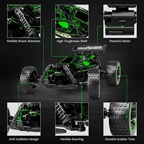 Tecnock RC Cars for Kids, 1: 18 Scale 2WD RC Car with LED Lights, 2.4GHz Remote Control Car with USB-C Easy Charging & 50 Mins Playtime, Toys Gifts for Boys & Girls Ages 8-12 - 6