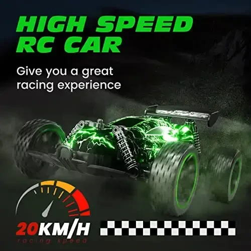 Tecnock RC Cars for Kids, 1: 18 Scale 2WD RC Car with LED Lights, 2.4GHz Remote Control Car with USB-C Easy Charging & 50 Mins Playtime, Toys Gifts for Boys & Girls Ages 8-12 - 4