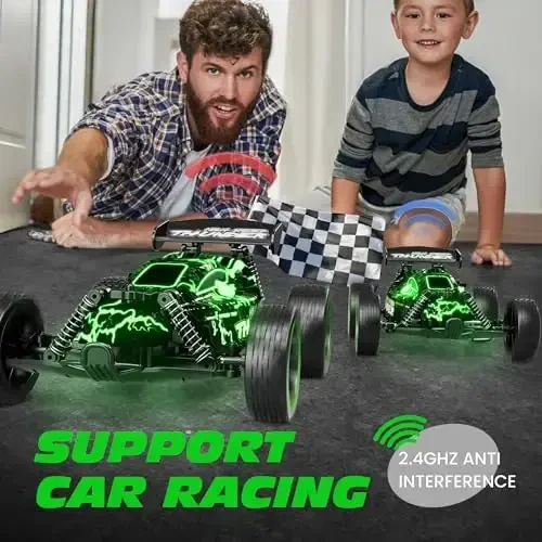 Tecnock RC Cars for Kids, 1: 18 Scale 2WD RC Car with LED Lights, 2.4GHz Remote Control Car with USB-C Easy Charging & 50 Mins Playtime, Toys Gifts for Boys & Girls Ages 8-12 - 5