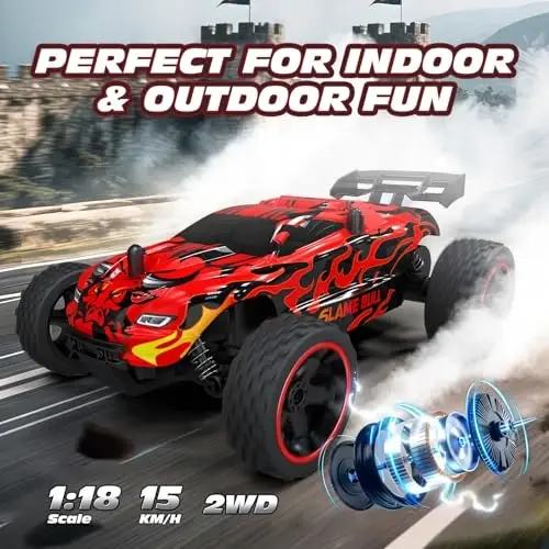 Tecnock RC Cars for Kids, 1: 18 Scale 2WD RC Car with USB-C Easy Charging, 2.4GHz Remote Control Car with LED Lights & 50 Mins Playtime, Toys Gifts for Boys & Girls Ages 8-12 - 3
