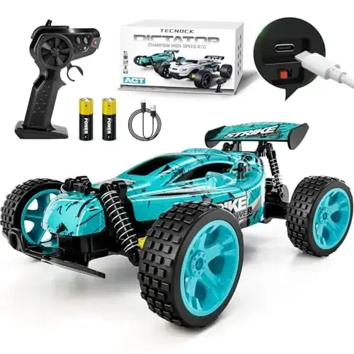 Tecnock RC Cars Remote Control Car for Kids, 1: 18 Scale 20 KM/H 2WD Offroad Buggy, 2.4GHz RC Racing Car with USB-C Easy Charging & 50 Mins Playtime, Toys Gifts for Boys & Girls - 6