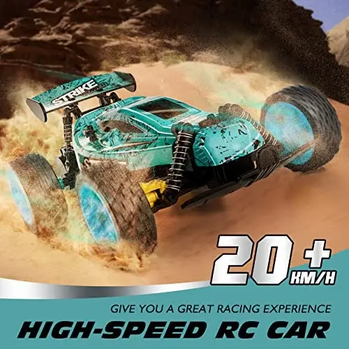Tecnock RC Cars Remote Control Car for Kids, 1: 18 Scale 20 KM/H 2WD Offroad Buggy, 2.4GHz RC Racing Car with USB-C Easy Charging & 50 Mins Playtime, Toys Gifts for Boys & Girls - 2