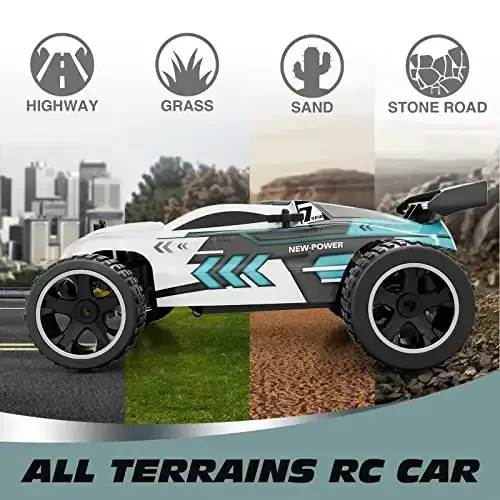 Tecnock RC Cars Remote Control Car for Kids, 1: 18 Scale 20 KM/H 2WD Offroad Buggy, 2.4GHz RC Racing Car with USB-C Easy Charging & 50 Mins Playtime, Toys Gifts for Boys & Girls - 5
