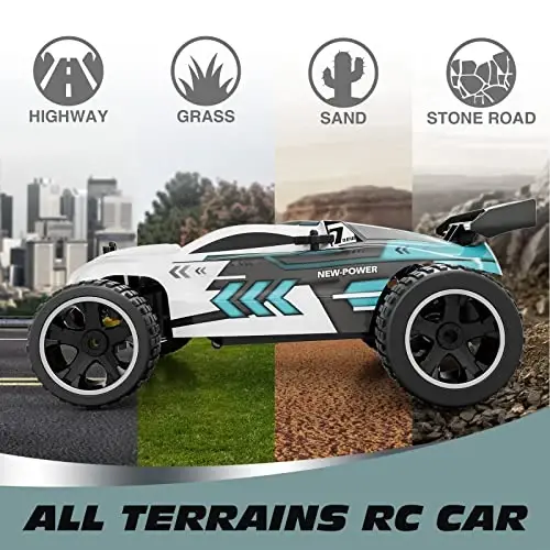 Tecnock RC Cars Remote Control Car for Kids, 1: 18 Scale 20 KM/H 2WD Offroad Buggy, 2.4GHz RC Racing Car with USB-C Easy Charging & 50 Mins Playtime, Toys Gifts for Boys & Girls - 5