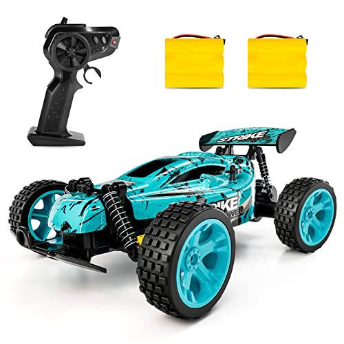 Tecnock RC Car Remote Control Car for Kids, 1: 18 20 KM/H 2WD RC Buggy, 2.4GHz Offroad Racing Car for 40 Mins Play, Gift for Boys and Girls (Blue) - 3