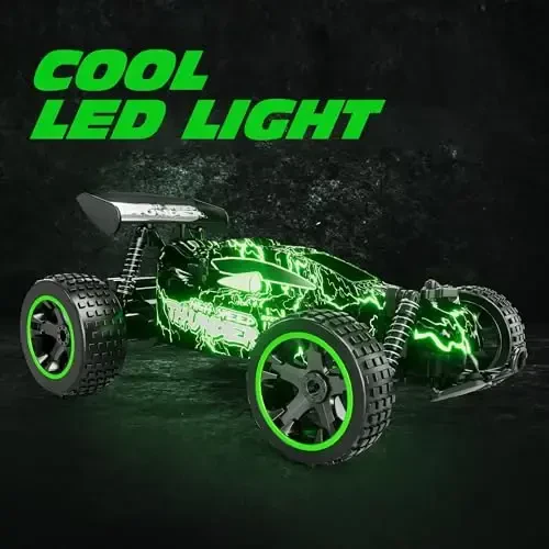 Tecnock RC Cars for Kids, 1: 18 Scale 2WD RC Car with LED Lights, 2.4GHz Remote Control Car with USB-C Easy Charging & 50 Mins Playtime, Toys Gifts for Boys & Girls Ages 8-12 - 3