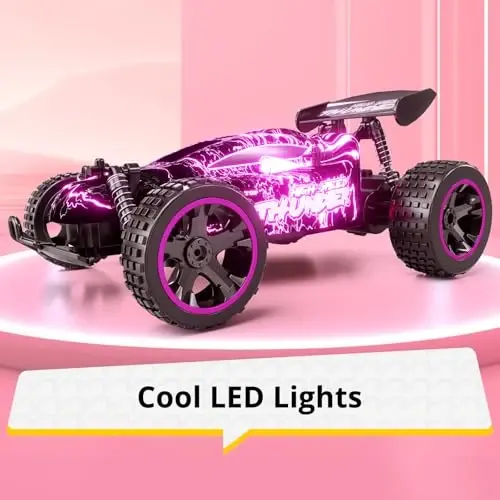 Tecnock RC Cars for Kids, 1: 18 Scale 2WD RC Car with LED Lights, 2.4GHz Remote Control Car with USB-C Easy Charging & 50 Mins Playtime, Toys Gifts for Boys & Girls Ages 8-12 - 4