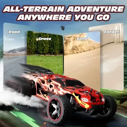 Tecnock RC Cars for Kids, 1: 18 Scale 2WD RC Car with USB-C Easy Charging, 2.4GHz Remote Control Car with LED Lights & 50 Mins Playtime, Toys Gifts for Boys & Girls Ages 8-12 - 6