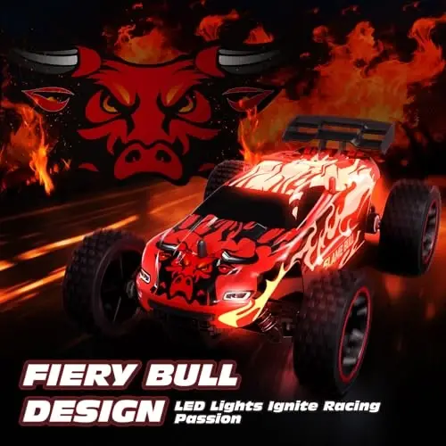 Tecnock RC Cars for Kids, 1: 18 Scale 2WD RC Car with USB-C Easy Charging, 2.4GHz Remote Control Car with LED Lights & 50 Mins Playtime, Toys Gifts for Boys & Girls Ages 8-12 - 4