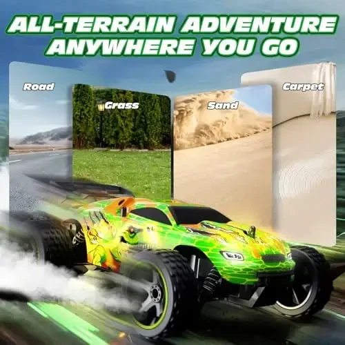 Tecnock RC Cars for Kids, 1: 18 Scale 2WD RC Car with USB-C Easy Charging, 2.4GHz Remote Control Car with LED Lights & 50 Mins Playtime, Toys Gifts for Boys & Girls Ages 8-12 - 7