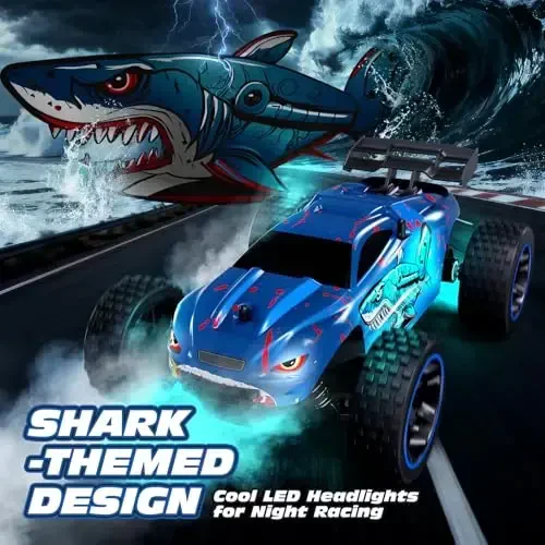 Tecnock RC Cars for Kids, 1: 18 Scale 2WD RC Car with USB-C Easy Charging, 2.4GHz Remote Control Car with LED Lights & 50 Mins Playtime, Toys Gifts for Boys & Girls Ages 8-12 - 4