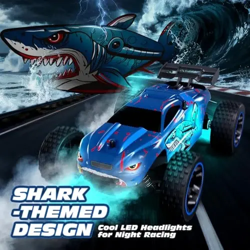 Tecnock RC Cars for Kids, 1: 18 Scale 2WD RC Car with USB-C Easy Charging, 2.4GHz Remote Control Car with LED Lights & 50 Mins Playtime, Toys Gifts for Boys & Girls Ages 8-12 - 4